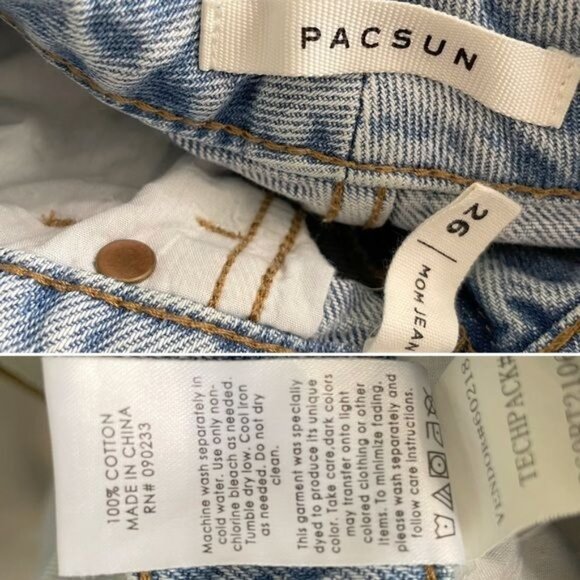 Pacsun distressed mom jeans high rise eco light blue 26 - Picture 10 of 11
